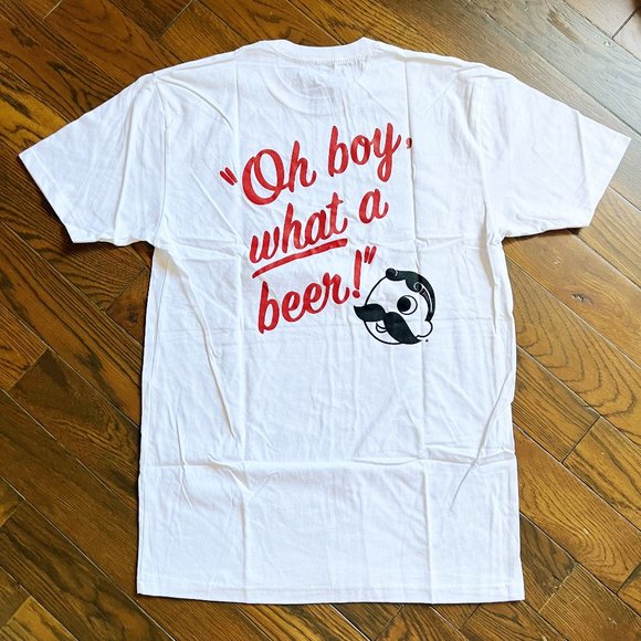 NEW National Bohemian Natty Boh "Oh Boy, What a Beer" White Cotton T-Shirt - Picture 1 of 6